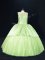 Cheap Yellow Green Ball Gowns Tulle Scoop Sleeveless Beading Floor Length Lace Up Quinceanera Dress