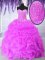 Lovely Hot Pink Ball Gowns Organza Sweetheart Sleeveless Ruffles and Sequins Floor Length Lace Up Quinceanera Gowns