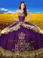Inexpensive Purple Sweetheart Lace Up Beading and Embroidery 15 Quinceanera Dress Sleeveless