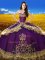 Inexpensive Purple Sweetheart Lace Up Beading and Embroidery 15 Quinceanera Dress Sleeveless