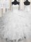 Dramatic Scalloped Sleeveless Floor Length Beading and Ruffles Lace Up Quinceanera Dresses with White