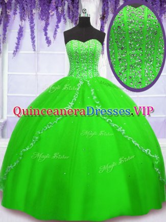 Floor Length Lace Up Quinceanera Gowns for Military Ball and Sweet 16 and Quinceanera with Beading