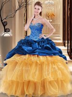 Fantastic Multi-color Sweetheart Lace Up Beading and Ruffles Quinceanera Gowns Sleeveless(SKU SJQDDT906002-2BIZ)