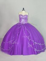 Colorful Sleeveless Brush Train Beading and Sequins Lace Up 15th Birthday Dress