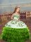 Dazzling Floor Length Green Little Girl Pageant Gowns Organza Sleeveless Embroidery and Ruffled Layers