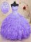 Sleeveless Organza Floor Length Lace Up Quinceanera Dresses in Lavender with Beading and Ruffles