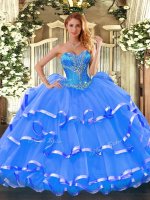 Colorful Blue Sweetheart Lace Up Beading and Ruffled Layers Sweet 16 Dress Sleeveless(SKU SJQDDT1095002-3BIZ)