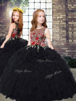 Black Scoop Neckline Embroidery and Ruffles Party Dress for Toddlers Sleeveless Zipper(SKU PAG1339BIZ)