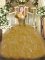 Adorable Beading and Ruffles 15th Birthday Dress Gold Lace Up Sleeveless Floor Length
