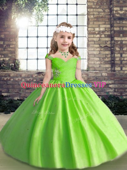 Best Floor Length Ball Gowns Sleeveless Kids Pageant Dress Lace Up - Click Image to Close