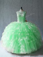 Comfortable Sleeveless Floor Length Beading and Ruffles Lace Up Sweet 16 Dress