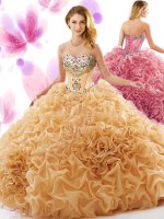 Exceptional Sweetheart Sleeveless Court Train Lace Up Quinceanera Dress Champagne Organza(SKU SJQDDT777002BIZ)
