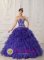 Porthmadog Gwynedd Rufflers and Appliques Decorate Sweetheart Bodice For Quinceanera Dress With Purple