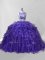Chic Purple Vestidos de Quinceanera Organza Brush Train Sleeveless Beading and Ruffles