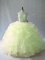 Yellow Green Quince Ball Gowns Halter Top Sleeveless Brush Train Backless