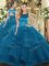 Cheap Scoop Sleeveless Tulle 15 Quinceanera Dress Ruffles Lace Up
