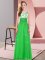 Dynamic Green Empire Chiffon Scoop Sleeveless Appliques Floor Length Backless Damas Dress