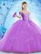 Flirting Lavender Ball Gowns Organza Off The Shoulder Sleeveless Beading Lace Up Sweet 16 Dresses Brush Train