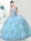 Floor Length Ball Gowns Sleeveless Light Blue Sweet 16 Dress Lace Up