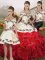 Organza Off The Shoulder Sleeveless Lace Up Embroidery and Ruffles Vestidos de Quinceanera in White And Red