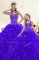 Blue and Purple Organza Lace Up Sweetheart Sleeveless Floor Length Quinceanera Dresses Beading and Ruffles