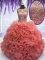 Artistic Coral Red Scoop Neckline Beading and Ruffles Sweet 16 Dress Sleeveless Lace Up