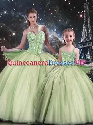 Popular Floor Length Yellow Green Ball Gown Prom Dress Sweetheart Sleeveless Lace Up