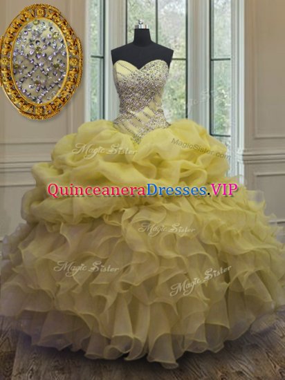 Superior Sleeveless Beading and Ruffles and Pick Ups Lace Up Sweet 16 Dress - Click Image to Close