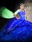 Perfect Royal Blue Sweetheart Neckline Embroidery and Ruffles Quinceanera Dress Sleeveless Lace Up