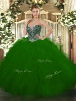 Hot Selling Sweetheart Sleeveless Tulle 15 Quinceanera Dress Beading and Ruffles Lace Up