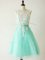 Stylish Turquoise Sleeveless Tulle Lace Up Quinceanera Dama Dress for Prom and Party and Wedding Party