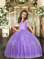 Gorgeous Lavender Sleeveless Tulle Lace Up Evening Gowns for Party and Wedding Party