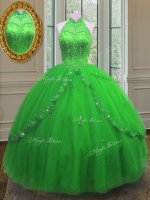 Sleeveless Lace Up Floor Length Beading and Appliques Quinceanera Gown