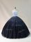 Discount Black Sleeveless Floor Length Beading Lace Up Quince Ball Gowns