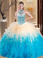 Halter Top Sleeveless Beading and Ruffles Lace Up 15 Quinceanera Dress(SKU YSQD061-1BIZ)