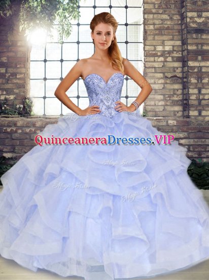 Discount Lavender Lace Up Sweetheart Beading and Ruffles Sweet 16 Dresses Tulle Sleeveless - Click Image to Close