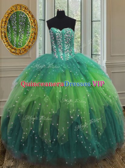 Sequins Sweetheart Sleeveless Lace Up Ball Gown Prom Dress Multi-color Tulle - Click Image to Close
