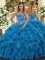 Fitting Organza Sleeveless Floor Length Quinceanera Dress and Beading and Ruffles