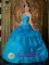 Vierema Finland Sky Blue Taffeta Sweetheart Quinceanera Dress With Pick-ups and Appliques For Sweet 16