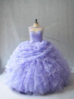 Lavender Quinceanera Gown Scoop Sleeveless Brush Train Lace Up(SKU PSSW0953BIZ)