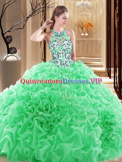 Deluxe Sleeveless Embroidery and Ruffles Backless Sweet 16 Dresses - Click Image to Close