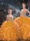 Orange Ball Gowns Beading and Ruffles Sweet 16 Dresses Lace Up Organza Sleeveless Floor Length