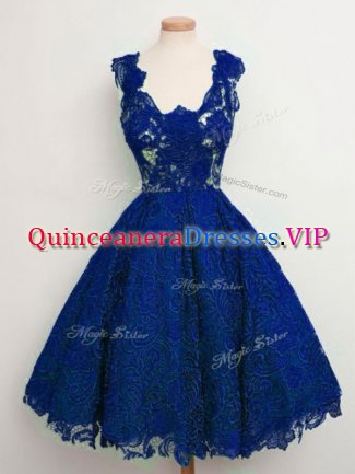 Royal Blue Quinceanera Court Dresses Prom and Party and Wedding Party with Lace Straps Sleeveless Lace Up