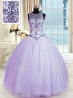 Scoop Sleeveless Beading Lace Up Quinceanera Gown