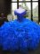 Floor Length Ball Gowns Cap Sleeves Royal Blue Sweet 16 Quinceanera Dress Lace Up