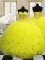 Glamorous Light Yellow Quinceanera Gown Military Ball and Sweet 16 and Quinceanera with Beading and Ruffles Sweetheart Sleeveless Lace Up