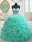 Apple Green Sleeveless Brush Train Beading and Ruffles Sweet 16 Dresses