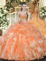 Glorious Orange Red Sweetheart Neckline Beading and Ruffles 15th Birthday Dress Sleeveless Lace Up(SKU SJQDDT1403002BIZ)