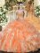 Glorious Orange Red Sweetheart Neckline Beading and Ruffles 15th Birthday Dress Sleeveless Lace Up