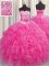 Custom Fit Handcrafted Flower Hot Pink Sweetheart Lace Up Beading and Ruffles 15 Quinceanera Dress Sleeveless
